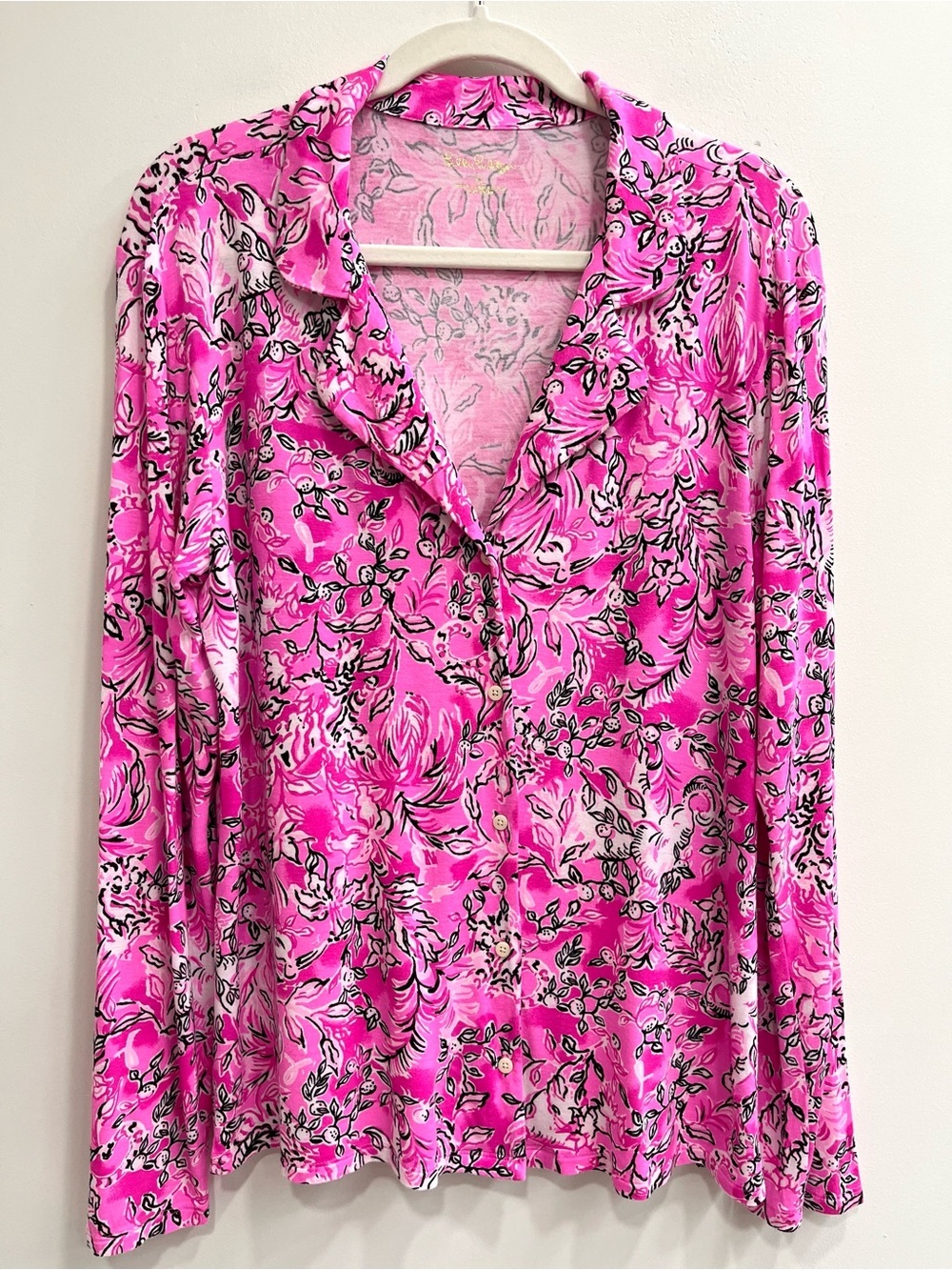 Lilly Pulitzer Knit Pajama Top in Plumeria Pink Print Purposefull Size XL